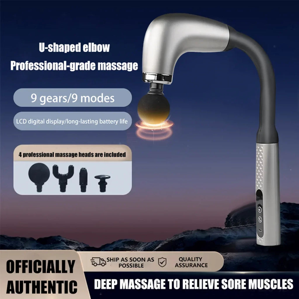 Masajeador de Percusión Profesional - 6 Velocidades y 4 Cabezales - Alivio Muscular Instantáneo